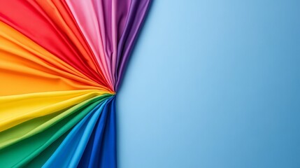 Vibrant Rainbow Fabric Swatch on Blue Background Colorful Textile Design