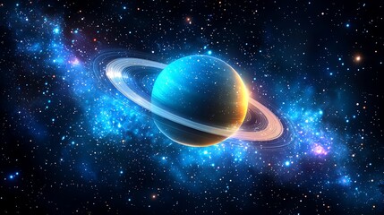 Obraz premium Cosmic Planet Rings Nebula Universe Space Galaxy Background