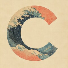 The Great Wave of Kanagawa Letter C Design