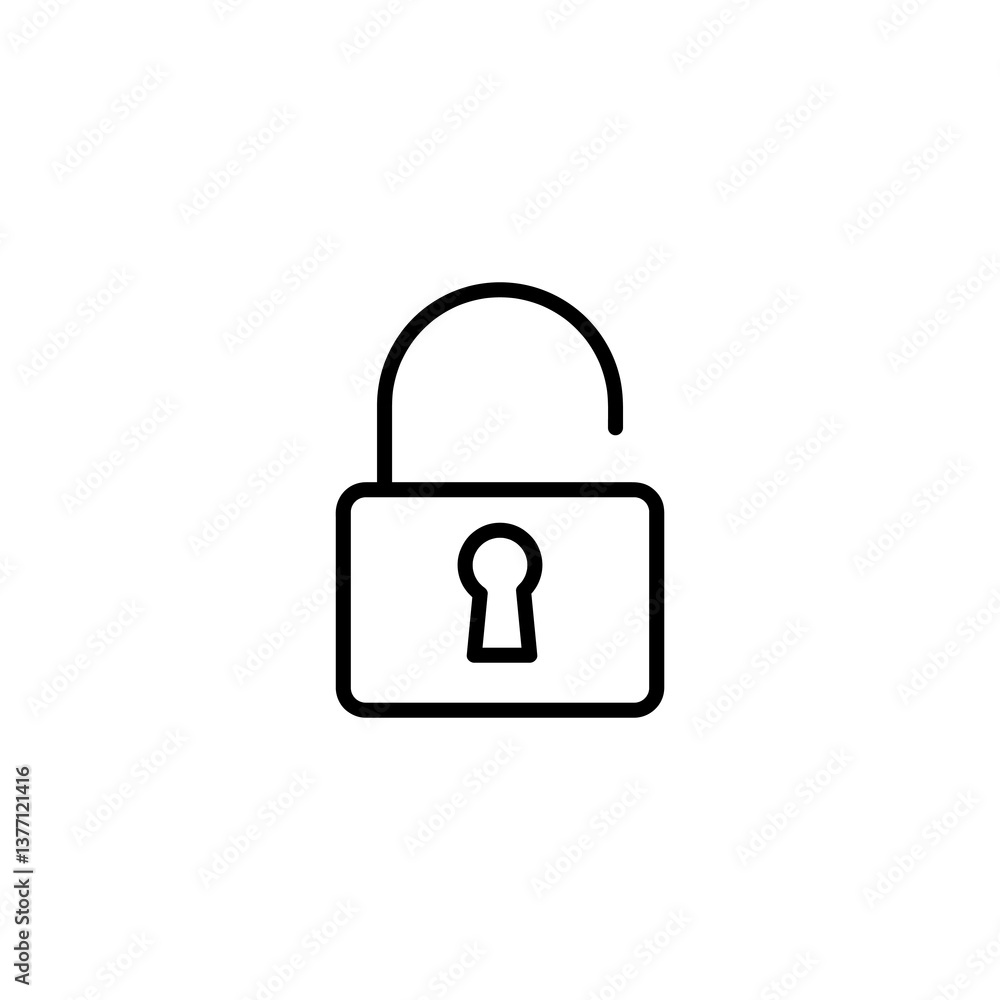 Poster unlock icon black linear illustration for web and app..eps