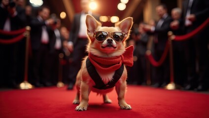 Glamorous Chihuahua Star in Sunglasses on Red Carpet