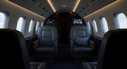 Luxury Private Jet Interior with Leather Seats and Modern Design