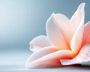 Delicate Peach Blossom Petals with Soft Blue Background Light