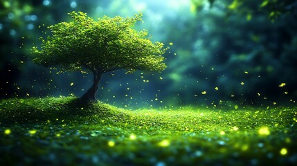 A tree with leaves made of glowing dollar symbols, symbolizing the growth of financial business ideas.
