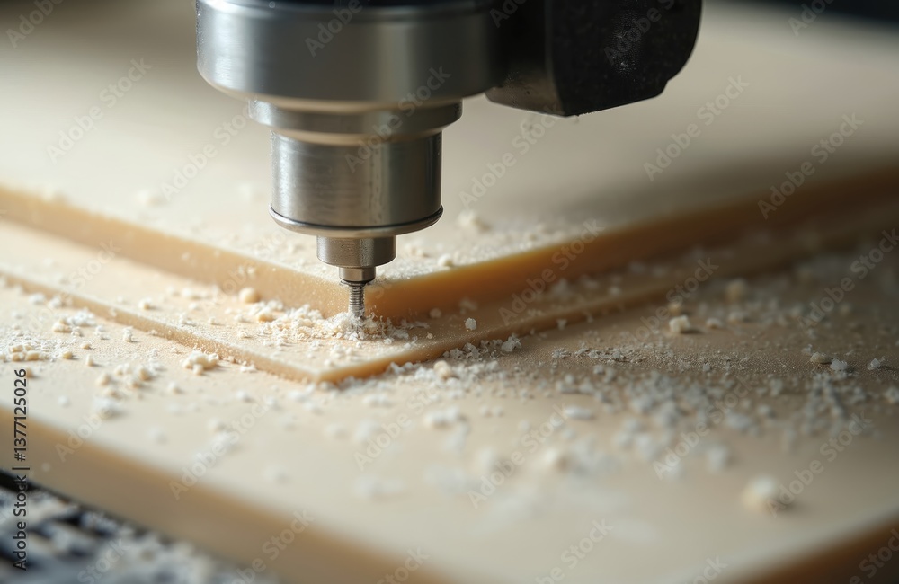 Aufkleber cnc cutter machine in action cutting plastic material. machine operates automatically. industrial pr