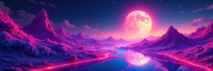 Futuristic digital landscape with swirling colors and shapes, concept art, vector graphics, futuristic elements