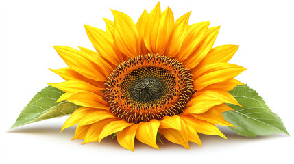 Obraz premium A vibrant sunflower displaying its golden petals and rich brown center, symbolizing warmth and positivity.