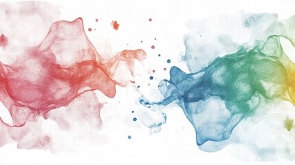 Colorful Abstract Waves of Red, Blue, Green and Pink on White Background