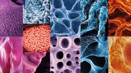 Microscopic Worlds A Tapestry of Biological Structures and Cellular Textures Medical Unveiled Through High Magnification Imagery Revealing the Intricate Beauty of Life