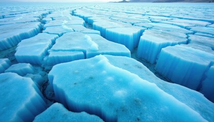 Glacial ice sheet with intricate blue cracks and swirling patterns, glacial, crystal