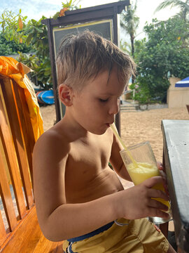Child drinking fesh juice