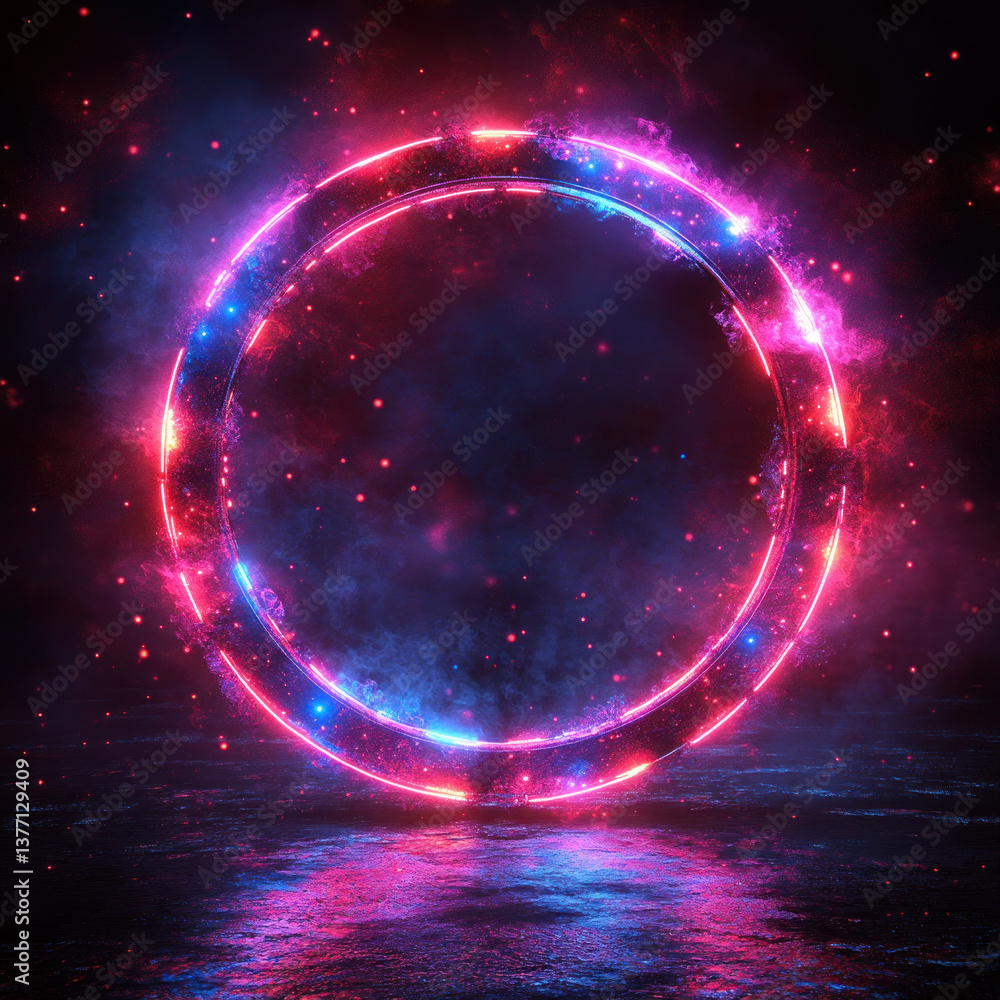 Canvas Prints abstract cosmic scene with a glowing planet and stars in deep space