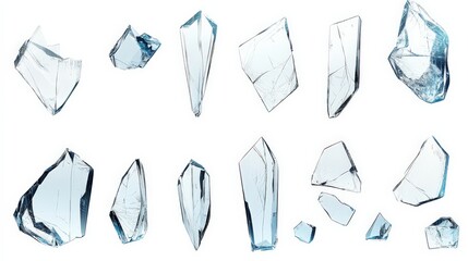 Shattered Ice Crystals on White Background