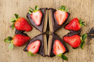 Perfectly Arranged Strawberries and Chocolate for Literary Themed Treats