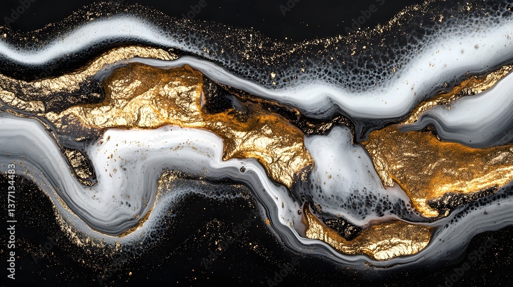 Poster elegant gold and white marble texture featuring intricate patterns in a fluid abstract design for ar