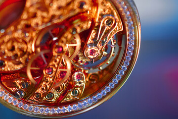 Exploring the intricate beauty of a jewelry watch mechanism with stunning macro detail
