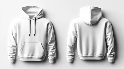 Blank White Hoodie Mockup Front and Back View