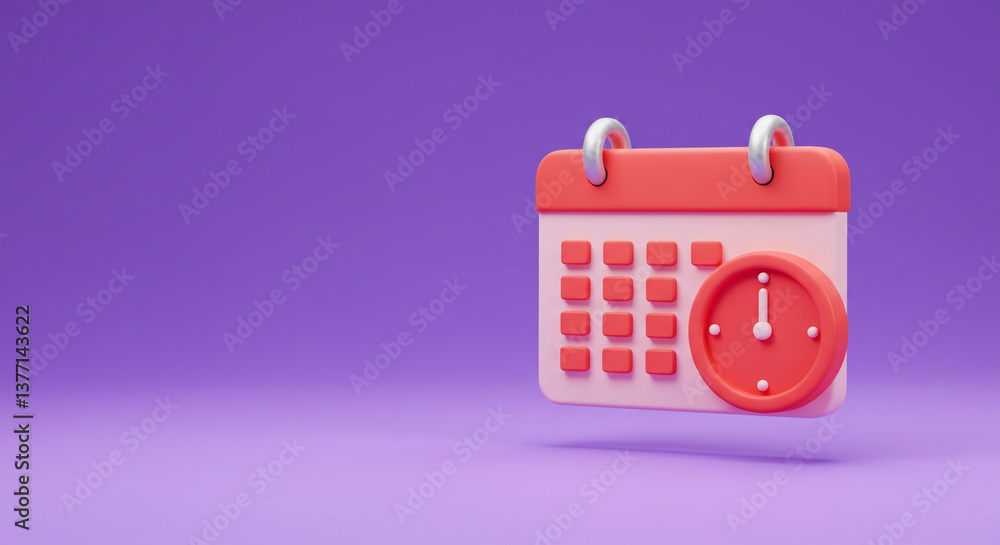 Poster a cheerful pastel calendar and clock icon symbolizing timely scheduling and important dates against 