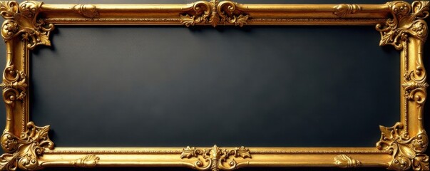 Ornate gold scroll frame with delicate filigree and Baroque details, decorative, vintage