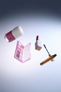 Assorted Cosmetics Products Including Lipstick and Mascara