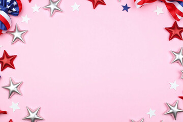4th of july background with red white and blue decorations