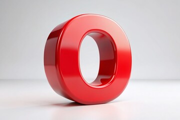 Aerial View 3D Red Capital Letter O - Isolated White Background - Drone Photography