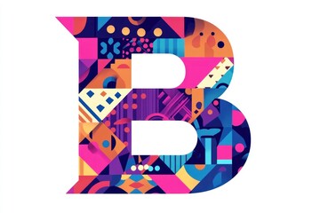stylized letter b with dynamic geometrical patterns showcasing modern artistic expression