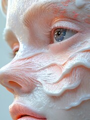 Naklejka premium Close-up of a face with a textured, creamy mask