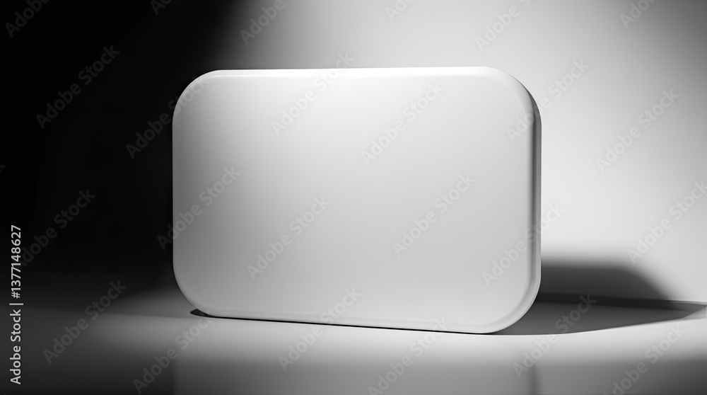 Poster smooth rounded white rectangular block against a dark background