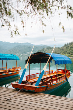Two traditional boats in Slovenia