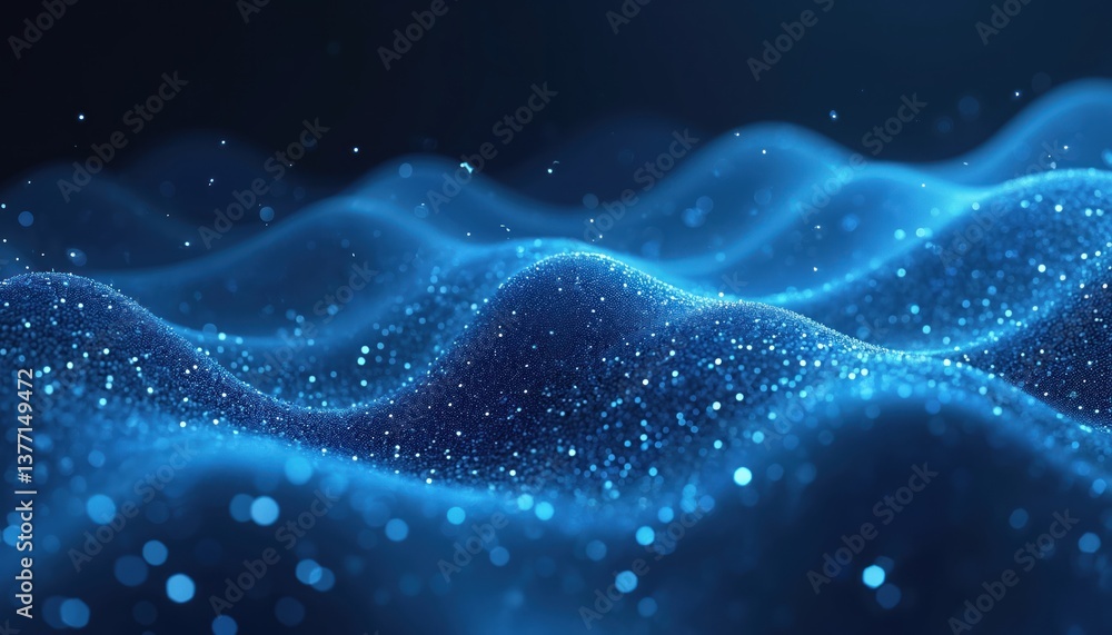 Aufkleber Abstract digital wave with glowing dotted pattern. Digital tech concept, shows advanced technology, network connection. Modern futuristic design, ideal for data visualization, cyberspace, science,