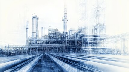 Fototapeta premium A captivating blend of industrial structures and technology concepts.