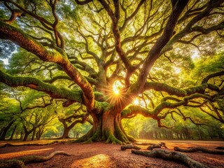 Angel Oak Tree Miniature Wonderland: Tilt-Shift Photography of Majestic Southern Live Oak