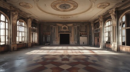 Spacious ornate interior with large windows