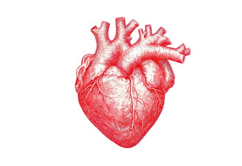 A detailed representation of a heart isolated on transparent background