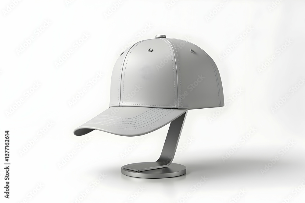 Poster sleek blank snapback cap mockup at 45 degree angle displayed on a modern stand, ideal for custom des