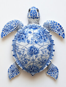 Turtle sea animal shell wave water porcelain blue white swim splash marine reptile detail ocean nature background watercolor clipart art design decorative element soft elegant underwater painting