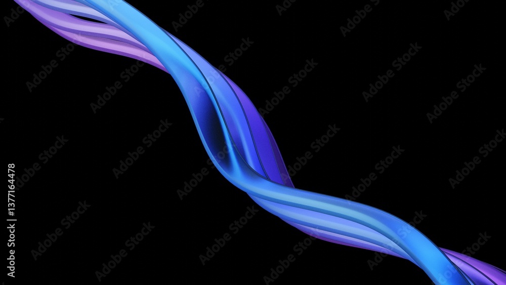 Poster abstract wavy glass structure with blue and purple dispersion effect. smooth curved design with tran