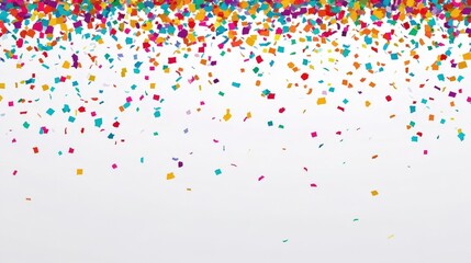 Colorful Confetti Falling on White Background