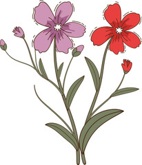 Hand-Drawn Wildflower Illustration – Colorful Floral Botanical Art