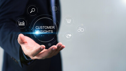 Customer insight marketing concept using AI technology, Deep understanding of customers, behaviors...