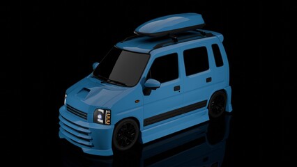 Mini SUV Touring Blue isolated on black background