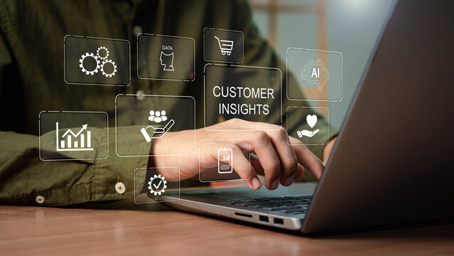 Customer insight marketing concept using AI technology, Deep understanding of customers, behaviors and needs. Using customer insight to build strong customer relationship and increase loyalty. 