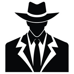 Silhouette of a Man in a Suit and Hat