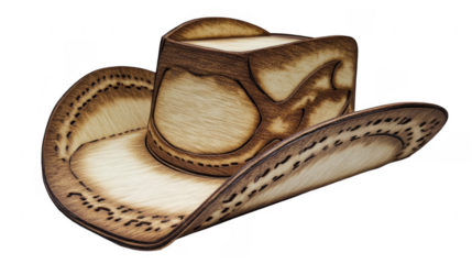 Wooden Cowboy Hat Model Crafted from Natural Materials and Design