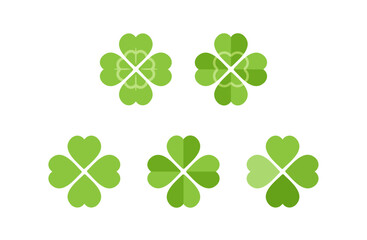 四葉のクローバーのイラストセット