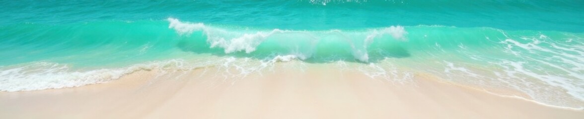 Turquoise waves gently lapping at the shore, emerald waters crashing against sand , surf, scenery