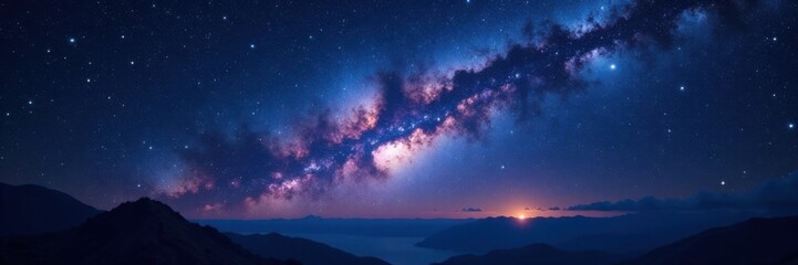 Fototapeta premium Vast starry night sky with Milky Way and constellations, galaxy, constellation