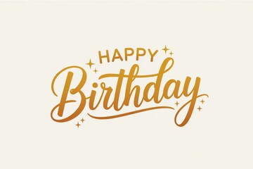Elegant gold 'Happy Birthday' text design with sparkles on a light background.