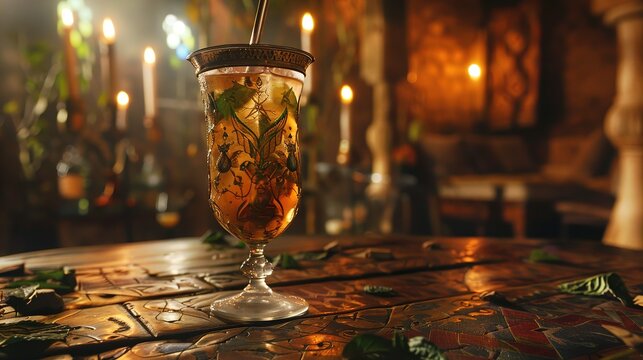 Capture the Cool Moment: The Summer Temptation of Iced Tea with Mint! In the picture, a refreshing glass of iced tea with mint is placed in front of a fresh background. The crystal - clear ice cubes a